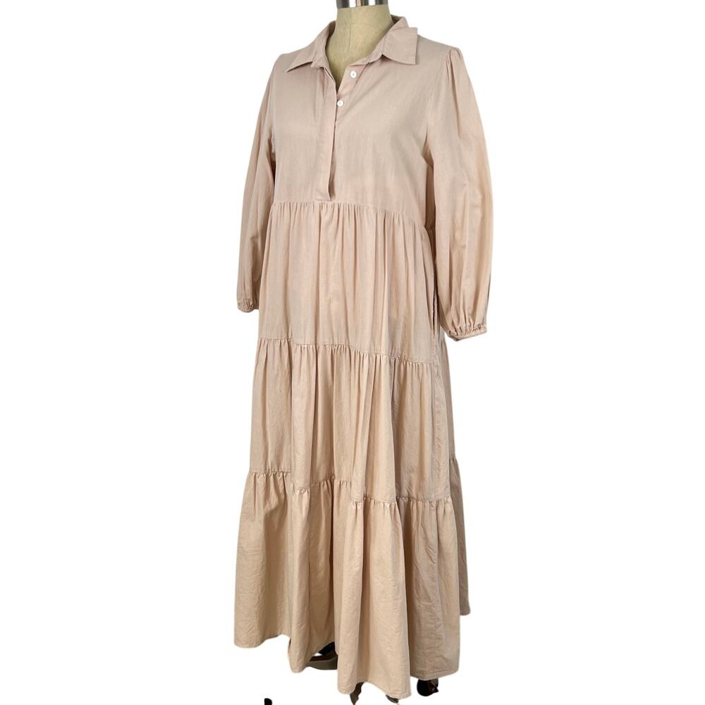 Pomander Place Long Tiered Maxi Dress in Blush